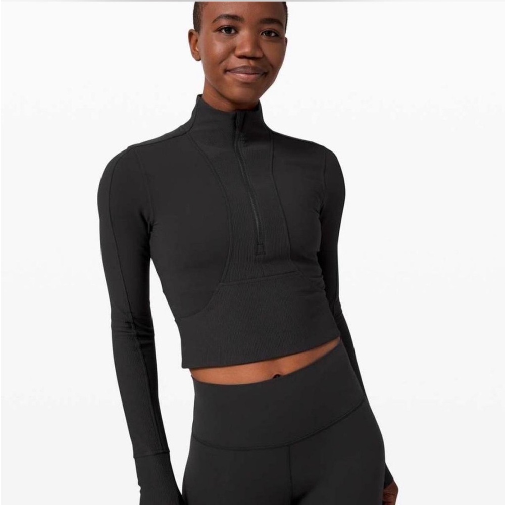 Lululemon Take it in Stride 1/2 Zip Black Long Sleeve Athletic Top